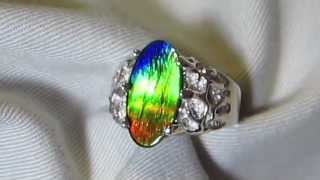 Mens Nugget Style Ammolite Ring