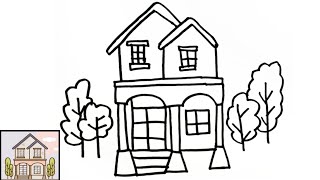 Mudah!! Menggambar rumah tingkat 2 yang bagus | how to draw an easy level house for beginners