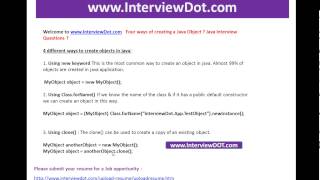 How to create a java object java interview question and answers interviewdot
