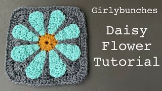 Crochet Daisy Flower Square - Tutorial | Girlybunches