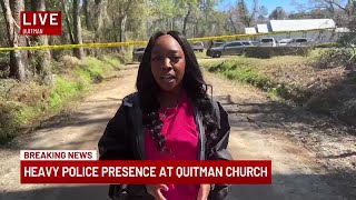 Heavy law enforcement presence in front of Quitman church