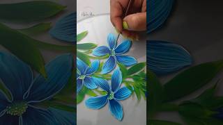 🔵💫 INCREDIBLE Flower Painting On GLASS Brush Strokes #shorts