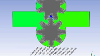 外接ギヤポンプの解析事例　圧力分布アニメーション