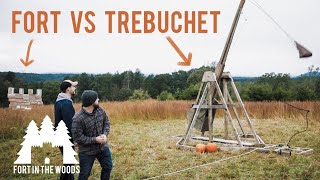 HUGE Backyard DIY Trebuchet Project - Test Fire - Destroy Fort - Fort in the Woods