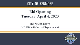 Bid Opening: 22-C2773 NE 190th St Culvert Replacement Project (April 4, 2023 1:00PM)