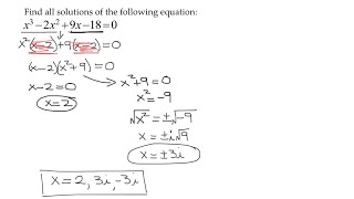 Use Factoring by Grouping to Solve the Cubic Equation x^3-2x^2+9x-18=0