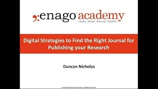 Digital strategies to find the right journal for publishing your research