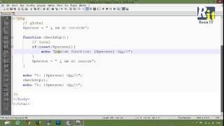 Lesson 6 part 3: PHP function & variable scope