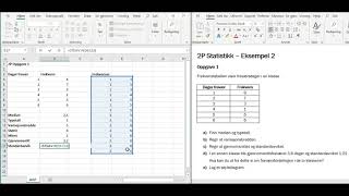 2P/2PY ExCel: Gjennomsnitt, median, typetall, standardavvik, variasjonsbredde