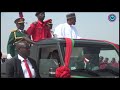 president buhari inspecting parade during the passing out of efcc cadets