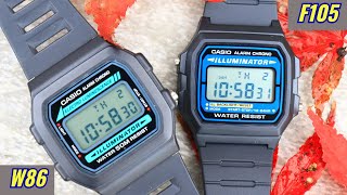 Casio F105 vs W86 - Which is the true F-91W successor?