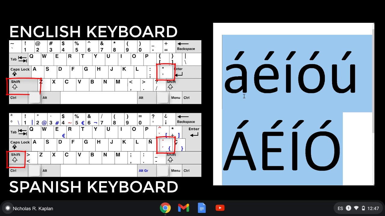 Type Accents With A Spanish Keyboard On A CHROMEBOOK - YouTube