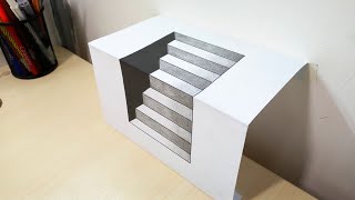3d Stairs _ How to Draw easy 3d Stairs drawing on paper