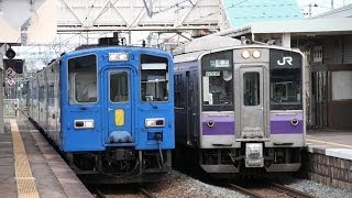 東北本線　701系2524M　日詰駅発車(ＳＬ銀河停車中)①　2014年6月28日