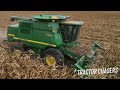 John Deere 9610 Combine Harvesting Corn and Flail Mowing