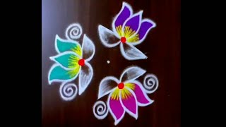 Margazhi 1 Easy rangoli Kolam designs for beginners 🌺 simple colour rangoli 🌺 3*2 dots small muggulu