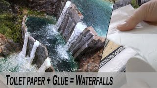 Toilet paper + Glue = Realistic Waterfalls