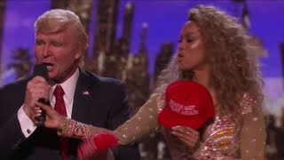 Watch Donald Trump Losing the Vote and Grabbing Tyra Banks HOT Mic | America's Got Talent 2017