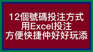 六合彩｜如何投注12個號碼?｜幫緊你幫緊你｜用Excel乜都攪得掂