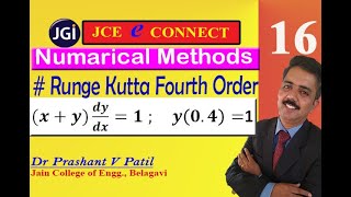 Runge Kutta fourth order method || (x+y)dy/dx=1 || Numerical Methods || 18mat31 || Dr Prashant Patil