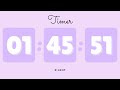 🪻 2 hour silent timer with ending alarm pastel purple countdown