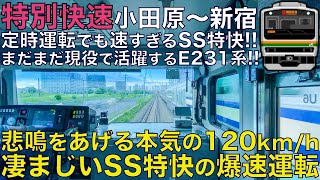 【超広角前面展望】本気の120km/h運転！いずれE235系に置き換え？E231系1000番台 特別快速 湘南新宿ライン 小田原～新宿【Japanese Train driver’s Cabview】