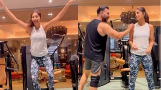Shilpa Shetty BHANGRA Workout With Husband Raj Kundra At Home