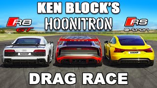 Ken Block Hoonitron v Audi R8 GT v RS e-tron GT: DRAG RACE