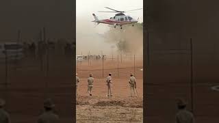 karnataka cm yediuroppa landing with helicopter in mudgal raichur district Lingsasgur tq