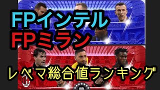 FPミラン\u0026 FPインテルレベマ総合値【ウイイレ2019アプリ】ランキング