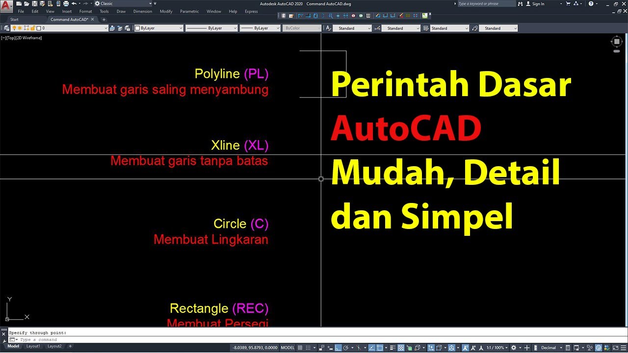 Perintah Dasar AutoCAD Paling Sering Digunakan Part 1 - YouTube