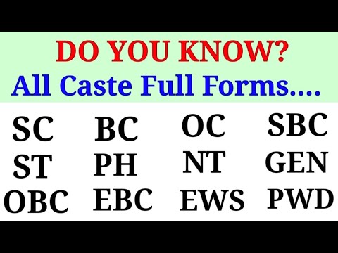 All Caste Full Form :-SC, ST, OBC, BC, EBC, GEN, SBC...... - YouTube