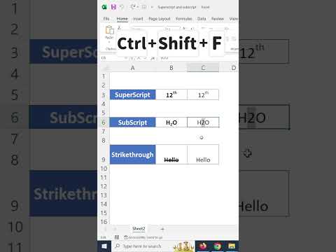 Superscript | Subscript | Strikethrough | Excel Formulas & Tricks in One Minute #exceltips