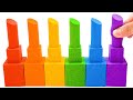 Satisfying Video l How to Make Rainbow Lipsticks with Kinetic Sand  & Nail Polish Cutting ASMR