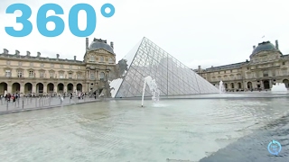 Royal Palace at Louvre museum water fountain [360 4K]