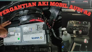 PEMASANGAN AKI/BATTERY MOBIL AUDI A8 #aki #battery #tutorial #audi #mobil