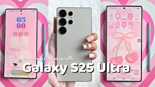 Samsung Galaxy S25 Ultra \u0026 Watch7 🍒| Aesthetic ASMR unboxing 🎀📦 \u0026 customization