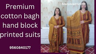 Premium cotton bagh hand block printed suits@9560840177#handloom#cotton#bagh#