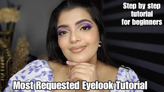 My Most Requested Eyelook Tutorial 💜💚| Purple green eyelook tutorial | Priya sharma makeup