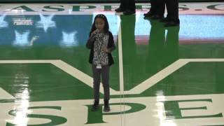 Layla Capers sings the National Anthem