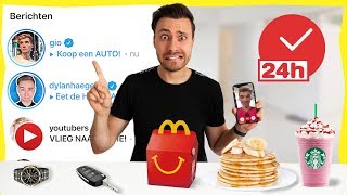 YOUTUBERS BEPALEN 1 DAG WAT IK DOE EN EET! *Challenge*