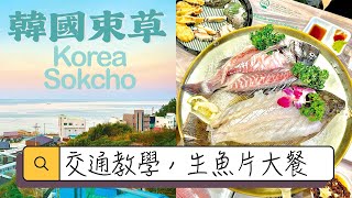 [韓國vlog2023:中/Eng] 韓國束草交通方式流程教學｜豐富抵食生魚片海鮮大餐｜漂亮的海邊小鎮束草市