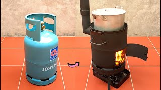 How to make a multi function wood stove from an old gas cylinder, super effective