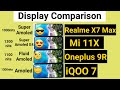 Realme x7 max vs iQOO 7 vs Mi 11X vs Oneplus 9R Display comparison indepth review 🔥🔥🔥