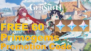 FREE 60 Primogems Promotion Code, USE before EXPIRE ! | Genshin Impact