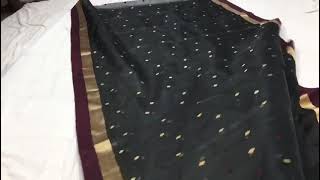 Original Chanderi handloom katan silk saree for black saree lovers