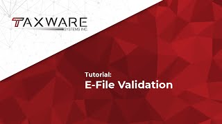 Tutorial - E-File Validation