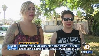 Homeless man who died had famous son