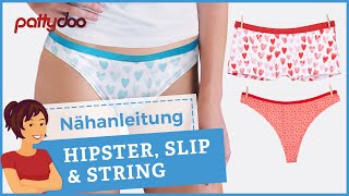 #pattydoo Nähanleitung Hipster, Slip & String - Unterwäsche aus Jersey nähen - auch für Nähanfänger!