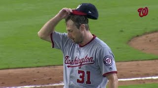 WSH@MIA: Scherzer loses no-hitter with infield hit